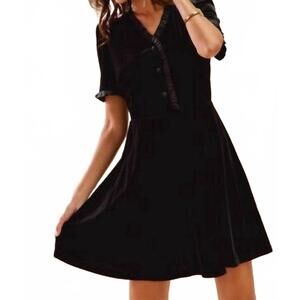 NEW SO ME velvet ruffle mini dress in black